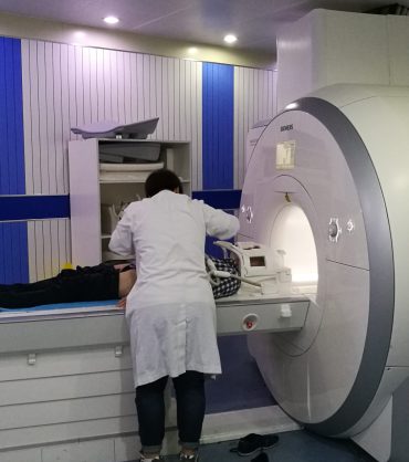 High-field magnetic resonance imaging MRI scanner suite for brain and spine diagnostic imaging